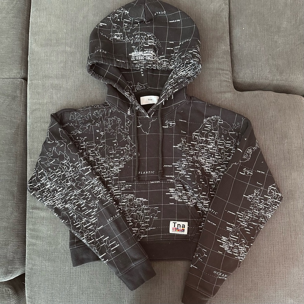 TNA Black and White Map Print Hoodie